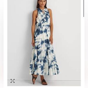 Lauren Ralph Lauren Tie-Dye Cotton Voile Maxi Dress Size 4